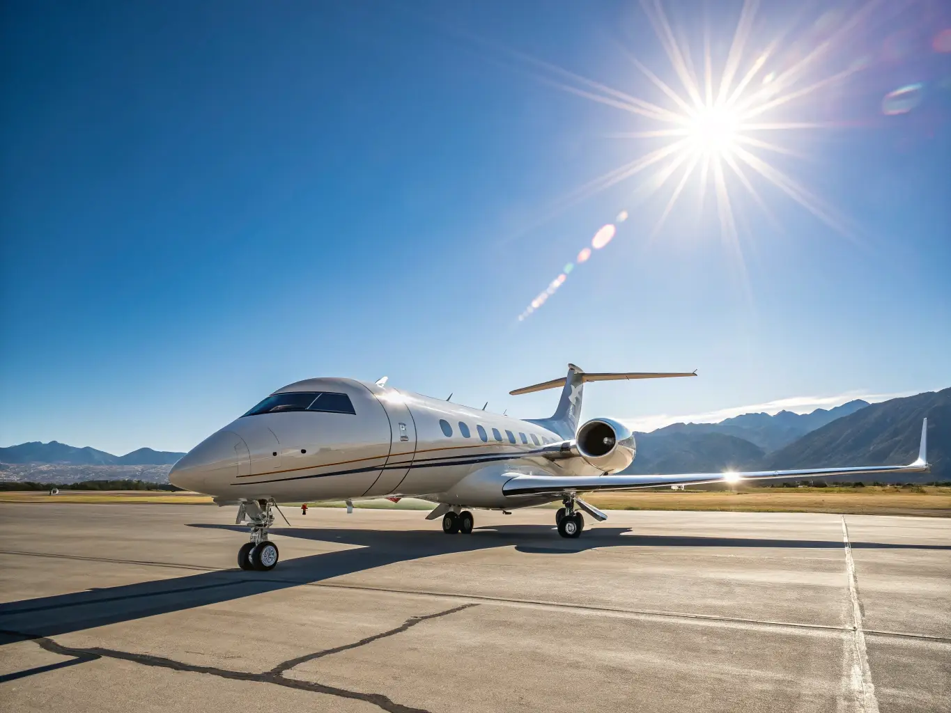 A sleek private jet being professionally cleaned and polished on the tarmac, showcasing the meticulous detailing work by Valtrix Detailing.
